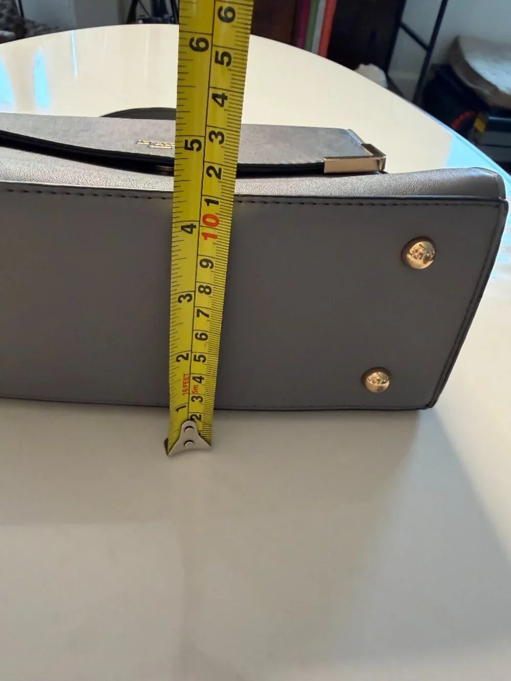 Dune London Black & Gray Darlino Structured Colorblock Satchel Top Handle Bag
